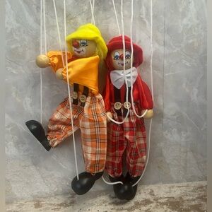 2 Clown Marionette Puppet Toys